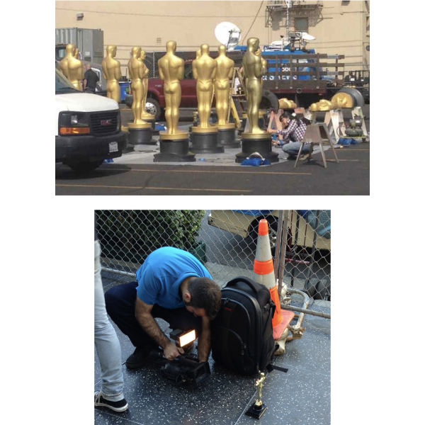 Oscarmania Statues Being Prepared And A Tiny Oscar Statue.